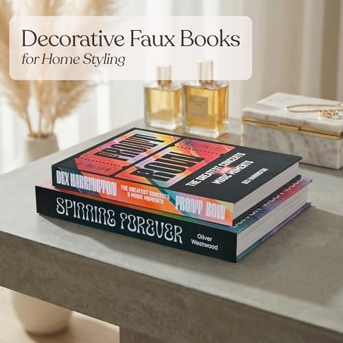 MESMOS Decorative Books for Shelves, Coffee Table Decor Faux Books for Decoration, Works as Hidden Storage Box, Magnetic Closure, Linen Texture, Packaged in Aesthetic Fake Book (Music & Pop Culture) - Image 2