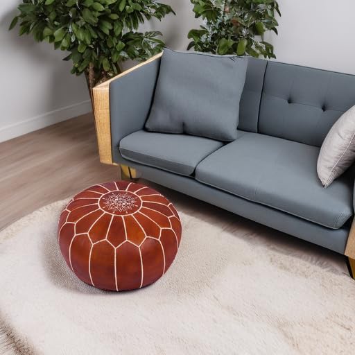 Marrakesh Gallery Genuine Leather Round Pouf Cover - Image 6