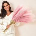 Pink Pampas Grass Decor, 9 PCS 37''/3.1FT Tall Fluffy Faux Pompas Floral, Large Artificial Pompous Grass Branches for Floor Vase Fillers, Boho Farmhouse Room Wedding Décor（Pink） by QUBITFUL