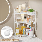 VITVITI 3 Tier Corner Bathroom Counter Organizer, Bathroom Countertop Organizer Storage for Sink, Metal Mesh Makeup Organizer for Vanity Countertop Kitchen with Hooks, White - Image 3