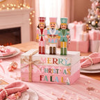 Geelin 4 Pcs Christmas Pink Nutcracker Table Decoration Stacked Wooden Book - Image 6