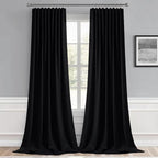 MIULEE Black Back Tab Blackout Curtains 52x92 Inch Long 2 Panels Set | Rod - Image 9