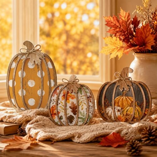 Leinuosen 6 Pcs Fall Pumpkin Decor for Home, Farmhouse Fall Decor - Image 2