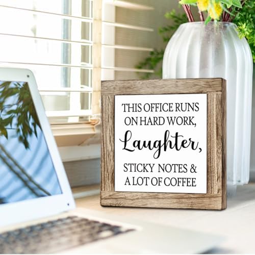 Inspirational Desk Signs, Coffee Wooden Box Sign, Funny Office Desk Decor, Square Wood Block Sign Table Signs, Small Decor for Shelves, Freestanding Home Decoration 5.9x5.9 Inches - Image 4
