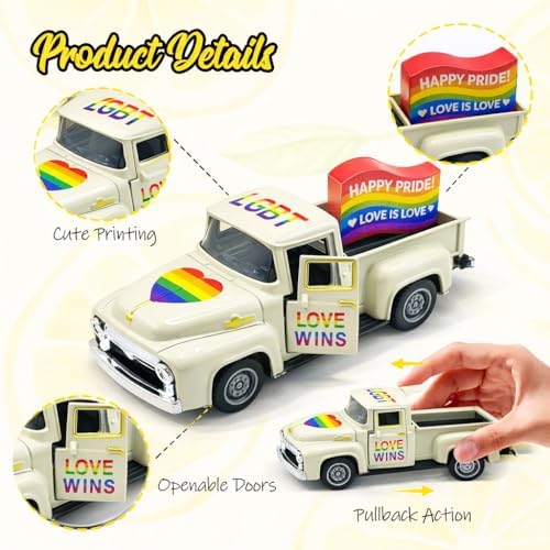 Pride Rainbow Mini Truck Decor with Wooden Sign, 5.7 Inch - Image 5