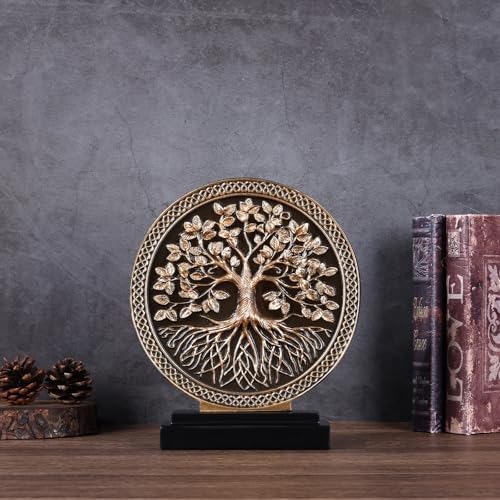 Abstract Circular Tree of Life Decorative Sculpture, Black and Gold Home Decor, Modern Art Home Accent Suitable for Office Shelves, Coffee Tables, and Above Cabinet Decorative Statue. - Image 3