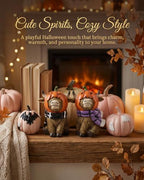 GoGnome Halloween Highland Cow Figurines Set of 2, Cute Pumpkin Head Cow Resin Statues with Scarves & Horn Details Farmhouse Fall Tabletop Decorations (Brown Highland Cow) - Image 7