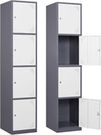 Metal Locker with 4 Doors, Lockable Locker Cabinet by Anxxsu