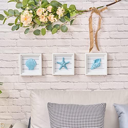 LODOCAVE Blue Seashell Starfish Coastal Wall Decor, 6.3"x6.3" - Image 6