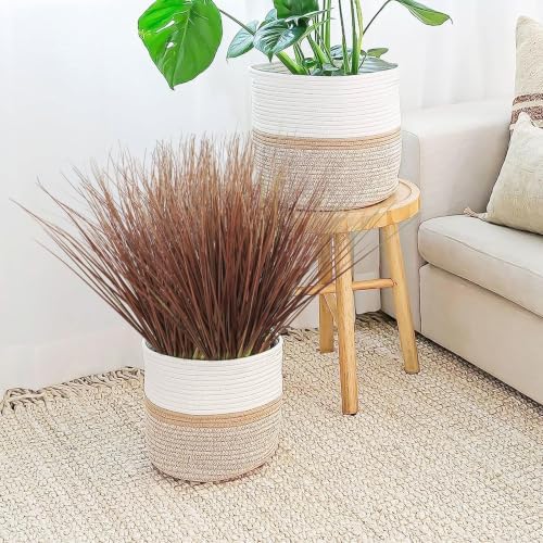 20Pcs Artificial Onion Grass Fake UV Resistant Outdoor Shrubs Plants Flowers Greenery Stems Faux Wheat Grass for Garden Window Box Porch Decor Home Red - Image 2