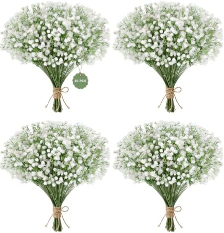 80 Pcs Babys Breath Artificial Flowers,Baby Breath Flowers Artificial Bulk by YOGJKI