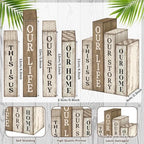 Lineshading 4 Pcs Farmhouse Table Decor Wooden Book Our Home Our Story Life - Image 3