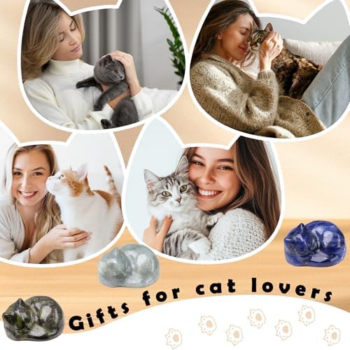 QINJIEJIE Clear Quartz Crystal Cat Statue Healing Crystal Figurine Decor - Image 5