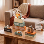 11 Pcs Fall Coffee Table Decor for Home, Wooden Pumpkin Spice Signs - Image 6