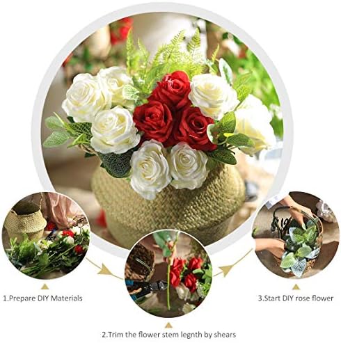 10Pcs Artificial White Roses Real Touch Roses Fake Silk Flower with Stems - Image 5