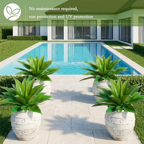 Artificial Agave Faux Agave Fake Greenery Outdoor Artificial Plants Fake Plants for Indoor Home Decor Plastic Plants Outdoor Decor Front Porch Decor Simulation Plants 22"(2Pcs Green) No Vase - Image 4