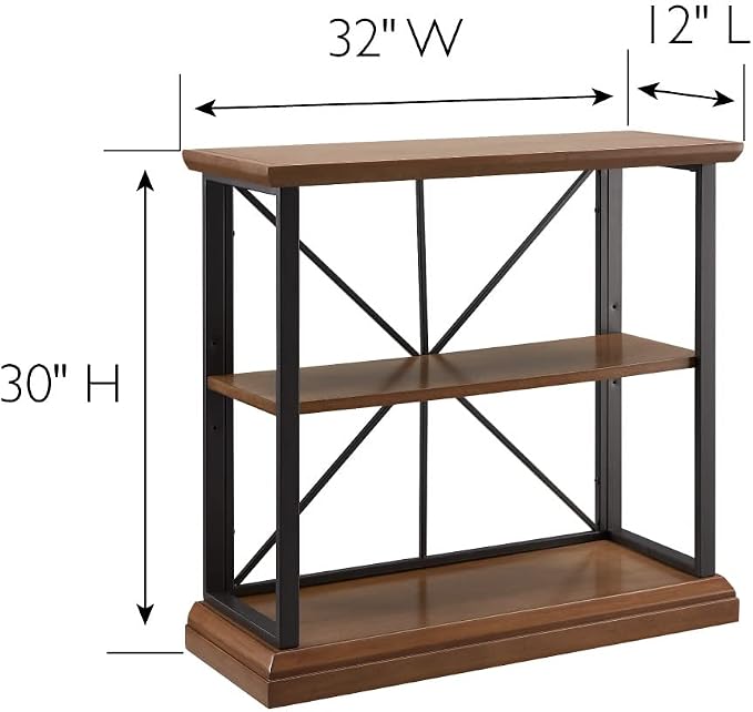 Leick Home Finnick Mixed Metal Bookshelf, 2 Shelves, Easy Assembly, - Image 3