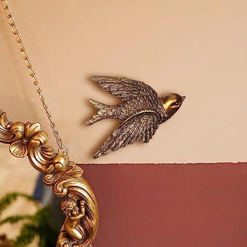 S-MANTIS Vintage Wall Sculpture, Antique Pediment Hallway Wall Art, Hand Painted Bird With Exquisite Wing And Feather Details, Aesthetic Room Decor Unique Gift (Antique Bird) - Image 3