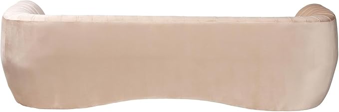 Adanna Glam Luxe Champagne Beige Velvet Fabric Sofa Elegant Modern Living Room - Image 4