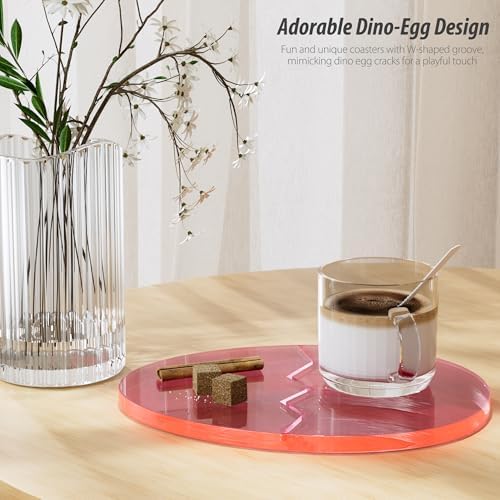 Acrylic Coaster Decorative Plates,Office Desk Accessories, Clear Dinosaur Egg Shape Coffee Cup Decor, Perfect for Tabletop Protection and Display. - Image 6