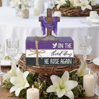 Geelin 4 Pcs Easter Christian Table Decoration Wooden Book Stack Signs - Image 5