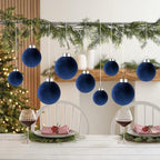 Velvet Christmas Ball Ornaments - 30pcs Flocked Christmas Ornaments Set Shatterproof Classic Hanging Xmas Tree Decorations with Rope for Wreath Holiday Home Decor (Blue) - Image 6