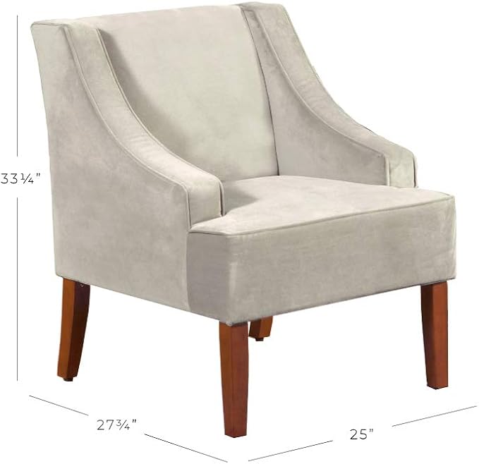 HomePop Swoop Arm Accent Chair, Velvet Grey - Image 3