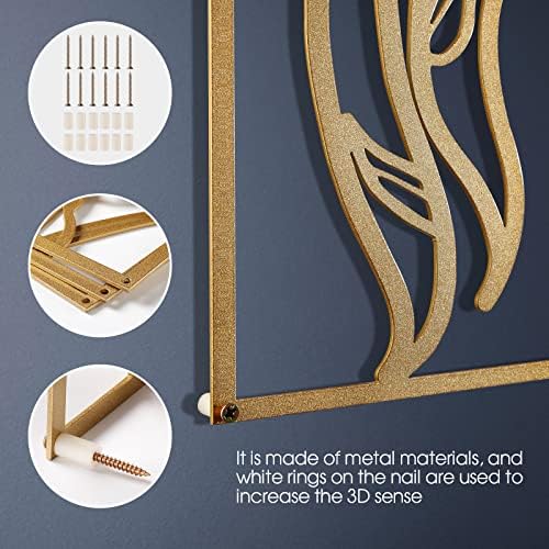 AGIOTA 3 Pcs Gold Metal Wall Decor, Minimalist Floral Women Line Drawing Wall Art, Elegant Abstract Lady Silhouette Metal Wall Hanging for Home Bedroom Living Room - Image 3