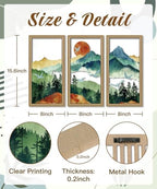 Putuo Decor Boho Mountain Wall Art Set of 3, Aesthetic Nature Landscape Mountain Wall Decor, Rustic Farmhouse Mid-Century Modern Artwork for Living Room, Bedroom, Office, 16.5 x 8.6 inch - Image 2