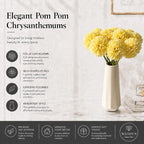 Mandy's 12pcs Artificial Yellow Ball Chrysanthemum Flowers - Image 2