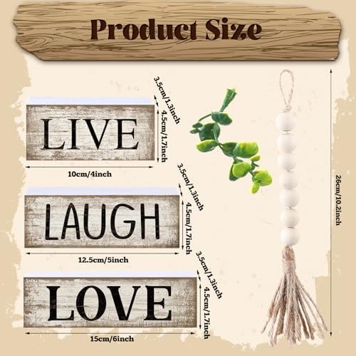 Yuntau 5 Pcs Rustic Farmhouse Table Decor Stacked Wooden Block Sign - Image 4