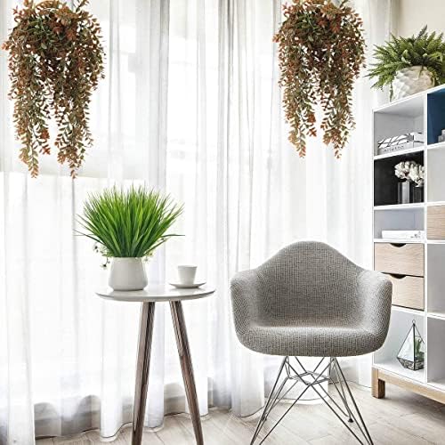 CATTREE Artificial Hanging Vines, Faux Ivy Leaves Plastic Plants Greenery Fake Leaf Plant UV Resistant for Indoor Outdoor Garden Door Wall Baskets DIY Wedding Party Table Decoration Red Brown 4 Pack - Image 2