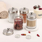 Tbestmax Glass Qtip Holder Dispenser, 10-Ounce Bathroom Containers Apothecary Jars with Metal Lids for Cotton Ball Swab Pad (4 Pack) - Image 5