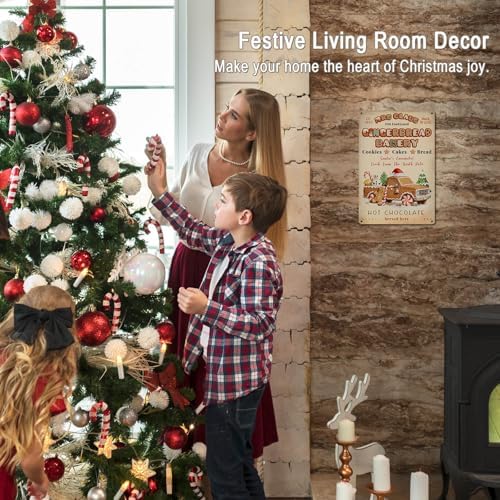 Gingerbread Christmas Tin Sign for Kitchen Wall Decor Art - Image 6