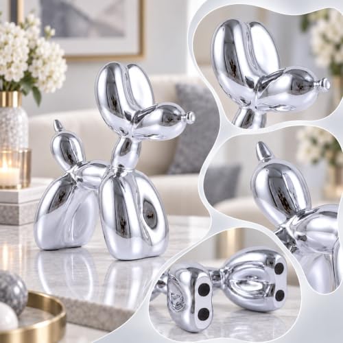 Silver Balloon Dog Decor - Animal, Shelf, Preppy Room, Cute Statue, Modern Sculpture, Gold Decorations, Small Figurines - Image 4