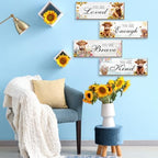 4 Pcs Highland Cow Wall Decor, Positive Affirmations Wall Art Decor, Inspirational Wooden Signs, Highland Cow Wall Art Hanging Plaques, Perfect for Girls Bedroom, Bathroom, Living Room - Image 5