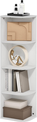 Furinno Pasir 4-Tier Corner Open Shelf Bookcase by Furinno-FitsYourSpaceFitsYourBudget