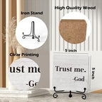 Inspirational Office Desk Decor, Trust Me God Sign, Desk Decorations For Office Home Living Room Classroom, Shelf Decor, Inspirational Christian Gifts, Wooden Plaque With Stand (B02) - Image 2
