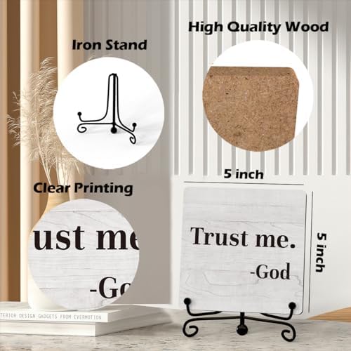 Inspirational Office Desk Decor, Trust Me God Sign, Desk Decorations For Office Home Living Room Classroom, Shelf Decor, Inspirational Christian Gifts, Wooden Plaque With Stand (B02) - Image 2