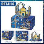 Geelin 4 Pcs Eid Mubarak Table Decoration Wooden Book Stack Signs - Image 4