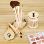 Tbestmax 2 Pack Qtip Holder with Gold Tray, 10oz Plastic Canister Apothecary Jar for Cotton Swabs, Balls, Pads, Floss Picks - Clear Bathroom Essentials Accessories Decor - Image 6