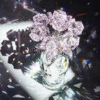 Pink Crystal Glass Rose Figurine Flower Home Table Centerpiece Decor - Image 2