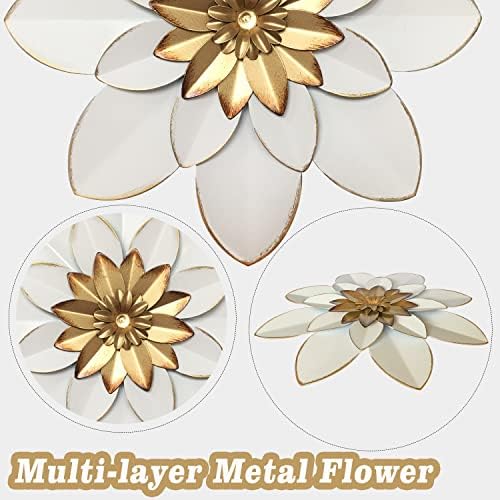 Metal Flower Wall Art Decor, 9.5“ Rustic Modern Floral Sculpture, Distressed Iron Wall Hanging Home Decoration Accent Artworks for Indoor Kitchen Bedroom Living Room Office Outdoor Garden Patio - Image 2