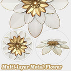 Metal Flower Wall Art Decor, 9.5“ Rustic Modern Floral Sculpture, Distressed Iron Wall Hanging Home Decoration Accent Artworks for Indoor Kitchen Bedroom Living Room Office Outdoor Garden Patio - Image 2
