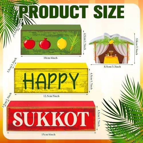 Yuntau 4 Pcs Happy Sukkot Table Decorations Sukkot Centerpieces for Tables - Image 3