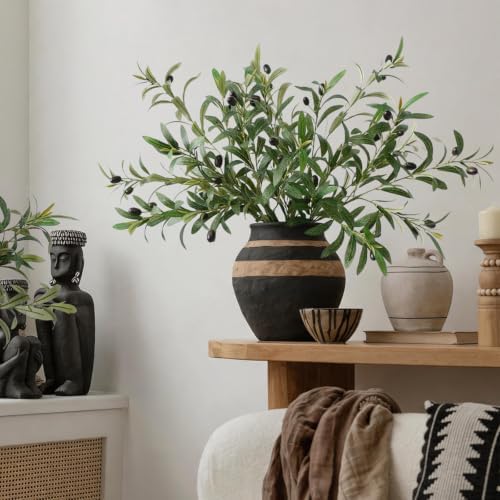 Leftover 4 Pcs 33.4'' Faux Tall Olive Branches for Vase Realistic,Tall Faux Greenery for Vase,Fake Plants,Eucalyptus Stems,Faux Stems for Centerpieces Decoration,Home Decor,Coffee Table Decor - Image 5