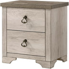 1pc Cottage Style Distressed 2 Drawer Nightstand Driftwood Finish by Unknown