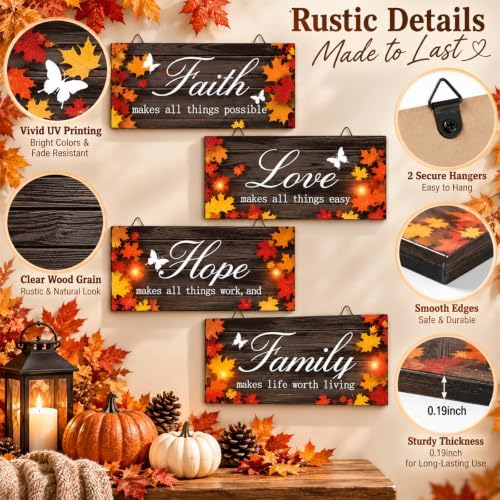 4 Pcs 10 x 4 Inch Fall Decorations for Home Maple Leaf Wall Decor, Black - Image 3