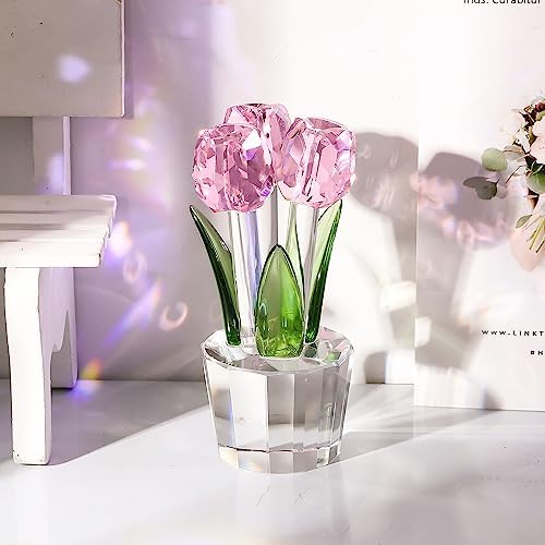 Movdyka Tulips Glass Flowers Crystal Figurines Collectible Art Decor - Image 4