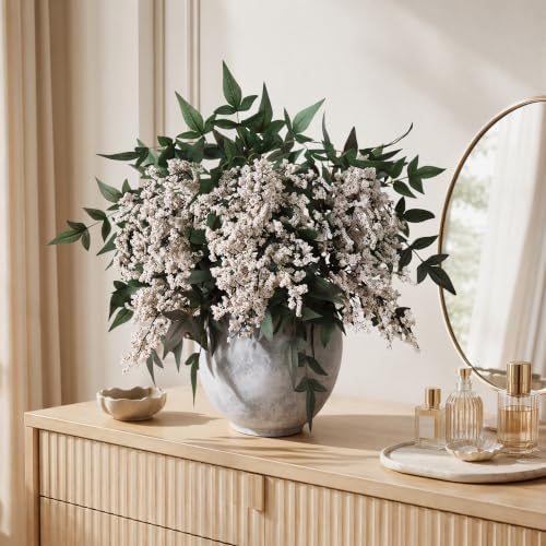 Fake Flowers 3 Pcs 35 Inch Greenery Stems Branches for Vase Floral Stems Realistic Sedum Spray for Home Decor Table Office Wedding Bedroom Party DIY Floral Arrangements Farmhouse Mantel - Image 6
